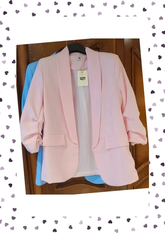 Blazer fluide manches froncées - Rose - Taille Unique - Neuf avec étiquette